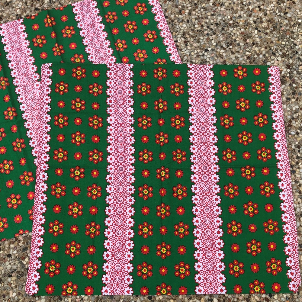 Vintage 60s 70s Cotton Euro Shams Floral Swedish?